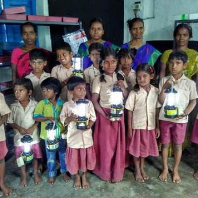 Students With Solar Lanterns After Demo Hdr